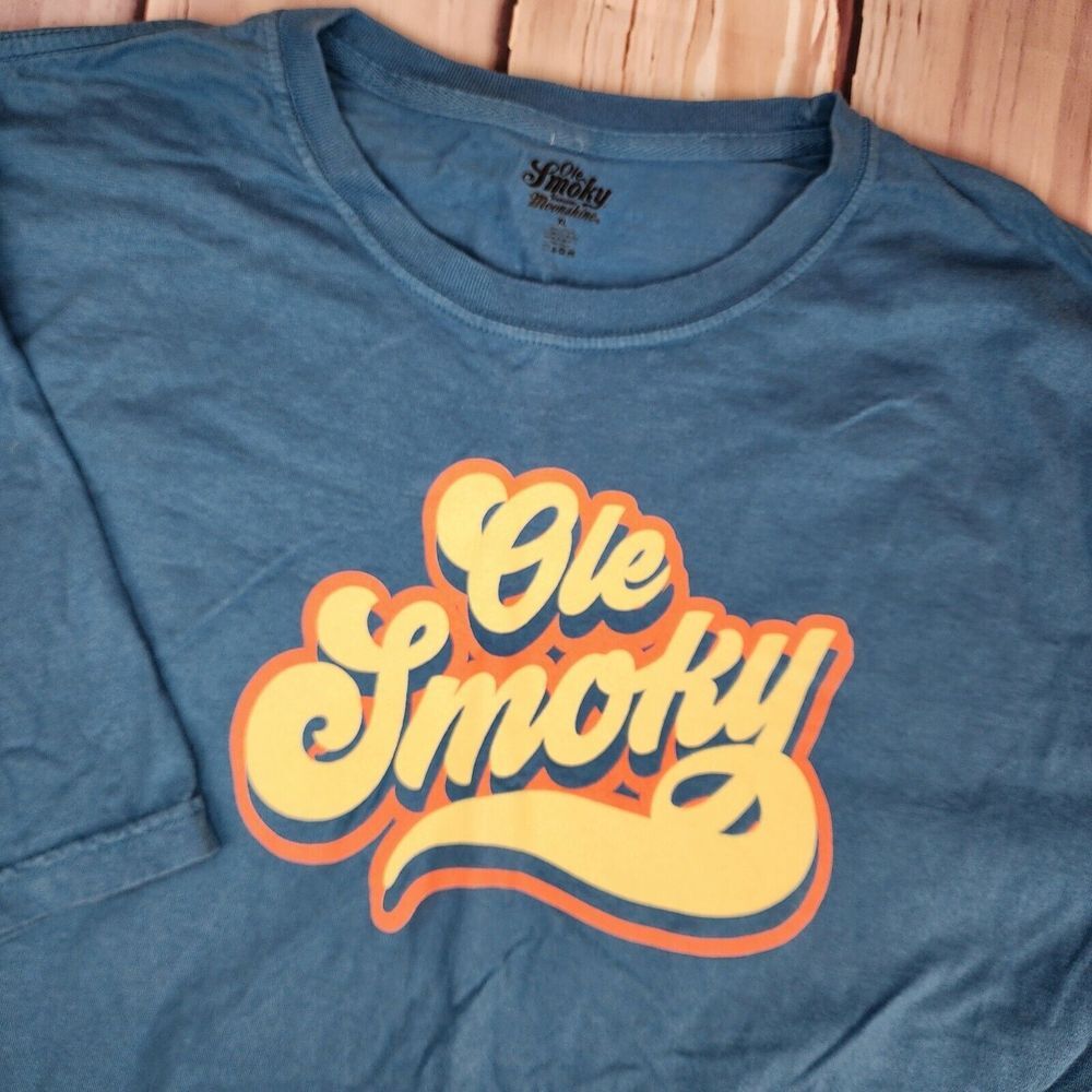 "Ole Smoky Tennessee‎ Moonshine" Brand Men's Size XL Blue Graphic Tee NWOT